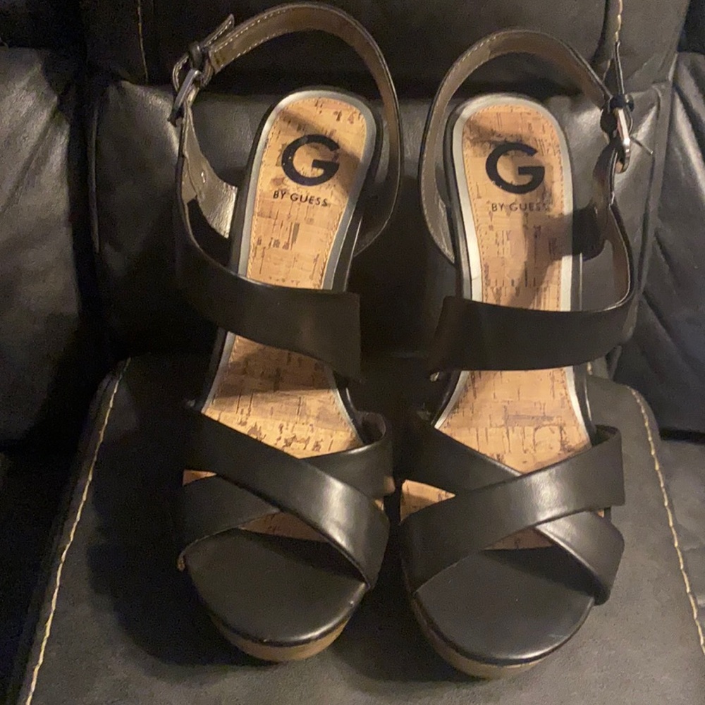G by Guess Black Wedge Sandals
